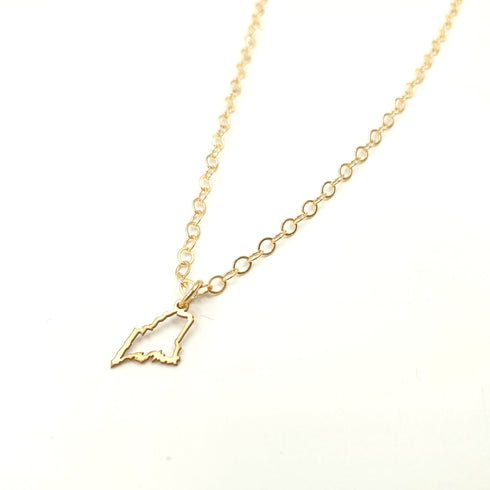 Mini Maine Outline Gold Necklace
